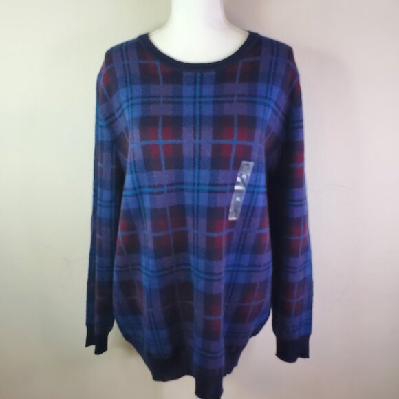 Club room Mens Blue Plaid Crewneck Sweater XL - Picture 4 of 10
